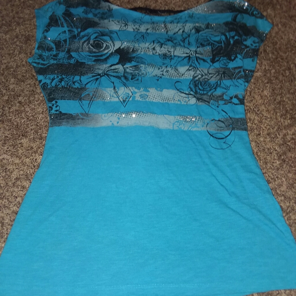 Super short sleeved blue blouse